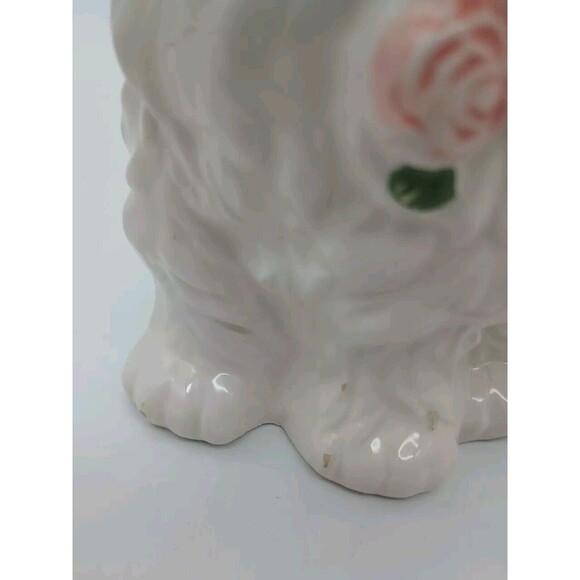 Persian Sitting Cat Planter white blue bow pink roses Tiawan Kitty Kitten - Picture 7 of 8